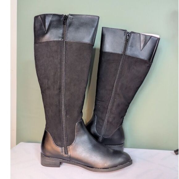 Karen Scott Deliee Riding Tall Boots Womens 5.5 M Black Microsuede Zip Shoes NWB - Picture 4 of 10